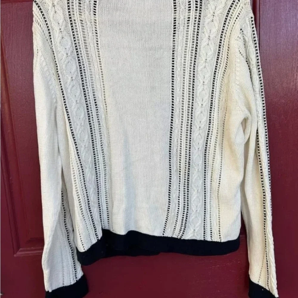 Vtg 90’s Talbots XL ivory nautical fisherman coastal grandma cardigan sweater